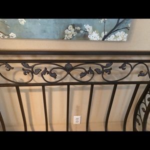 Queen size cast iron sleigh bed w/ bed frame.